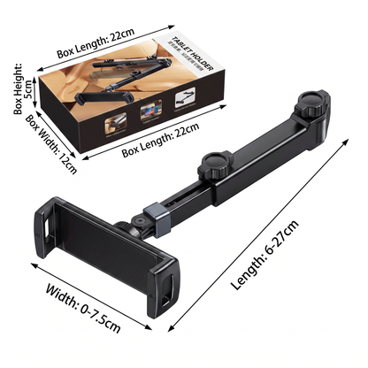 360° Rotating Car Headrest Tablet Holder – Back Seat Mount for Tablets
