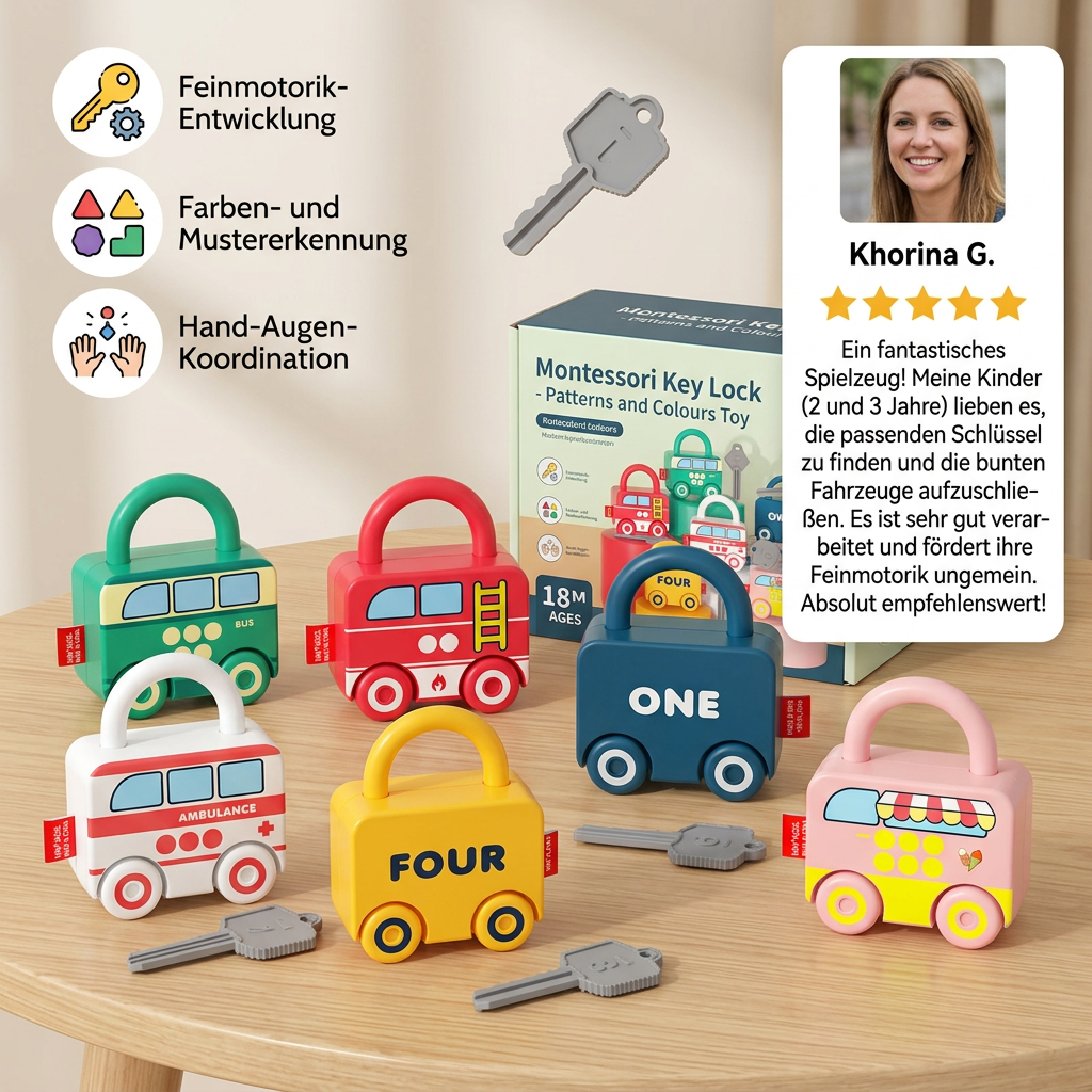 Montessori Key Lock - Patterns and Colours Toy