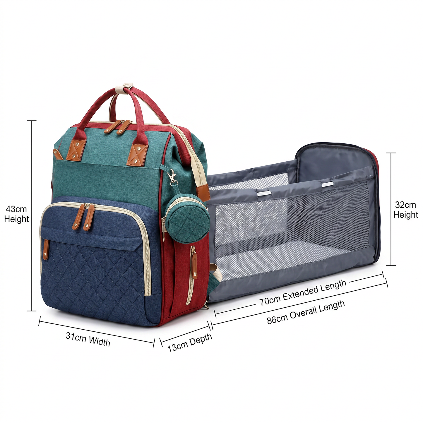 Multifunctional Baby Diaper Backpack with Sleeping Space