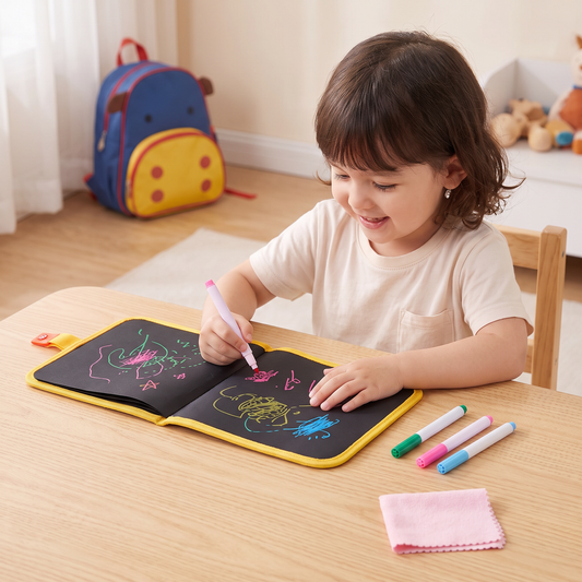 Portable reusable drawing book for children
