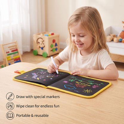 Portable reusable drawing book for children