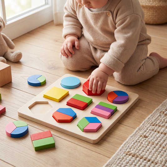 Simple Montessori Shapes and Colors Wooden Puzzle for Toddlers