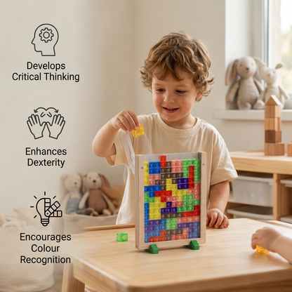 3D Colour Block Puzzle with Wooden Frame – Montessori Learning Toy