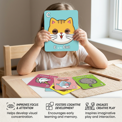 Alphabet flashcards with animal designs