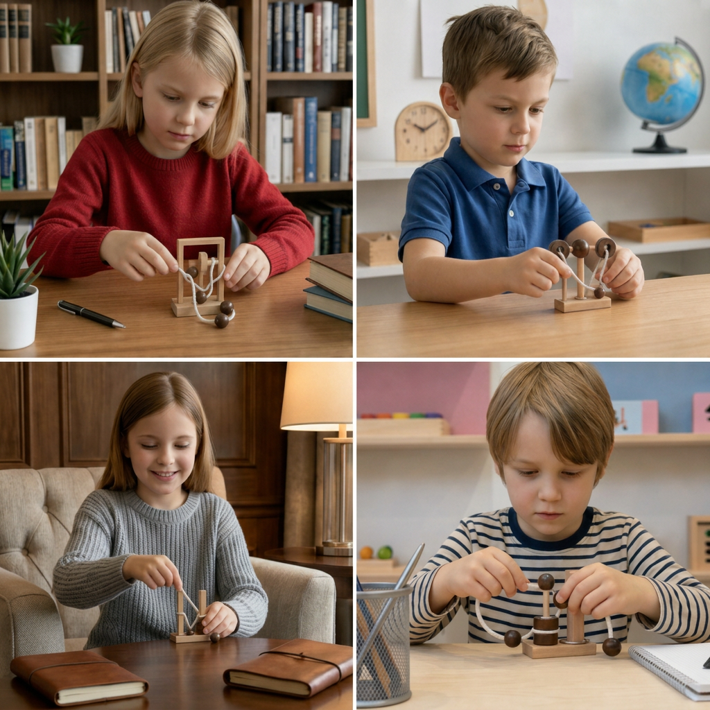 Handmade Wooden Rope Brain Teaser – Logic Puzzle Game for the Whole Family