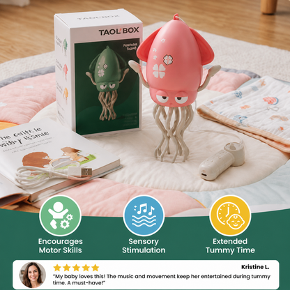 Dancing squid tummy time toy