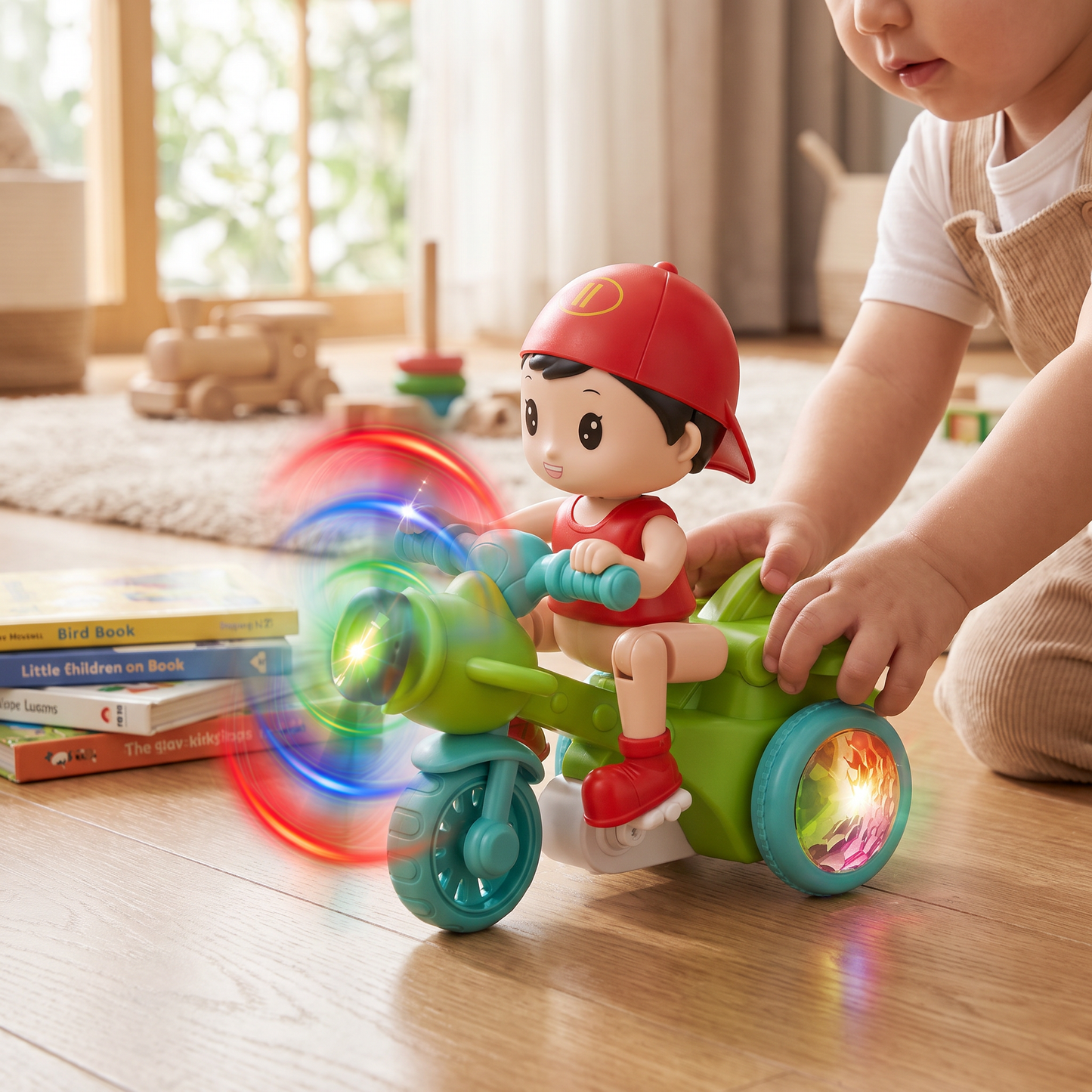 Light-up musical kids stunt scooter toy
