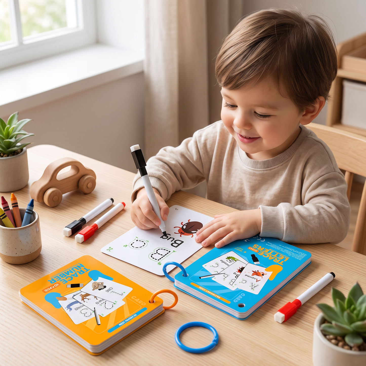 Reusable number and letter tracing book for childrens
