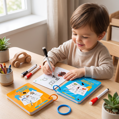 Reusable number and letter tracing book for childrens