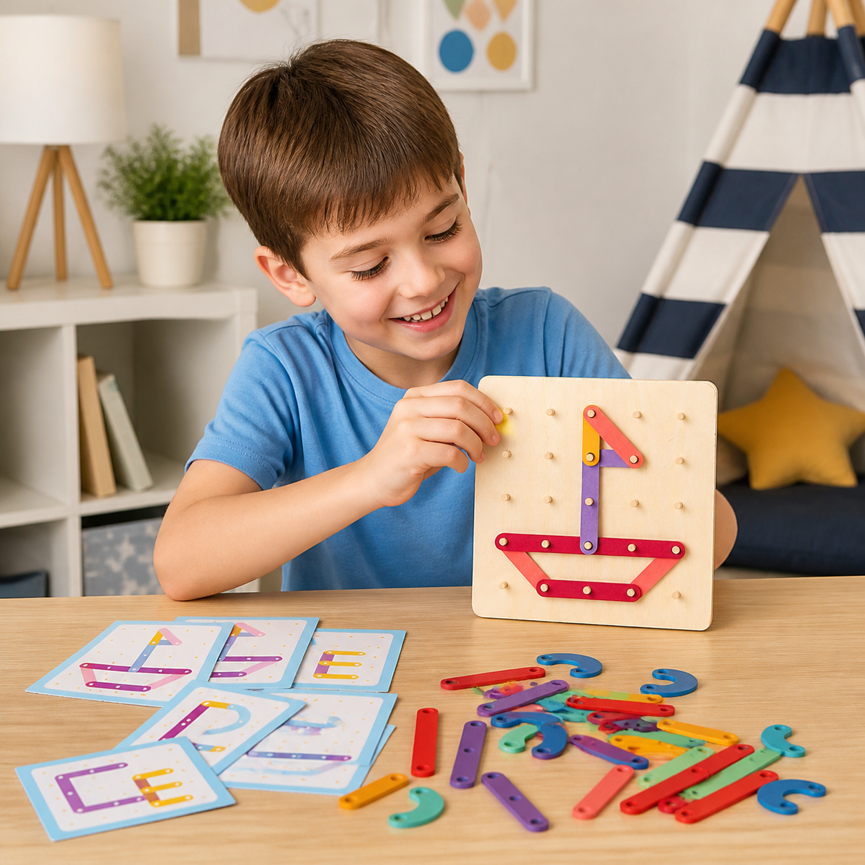 Montessori learning puzzle game made of wood