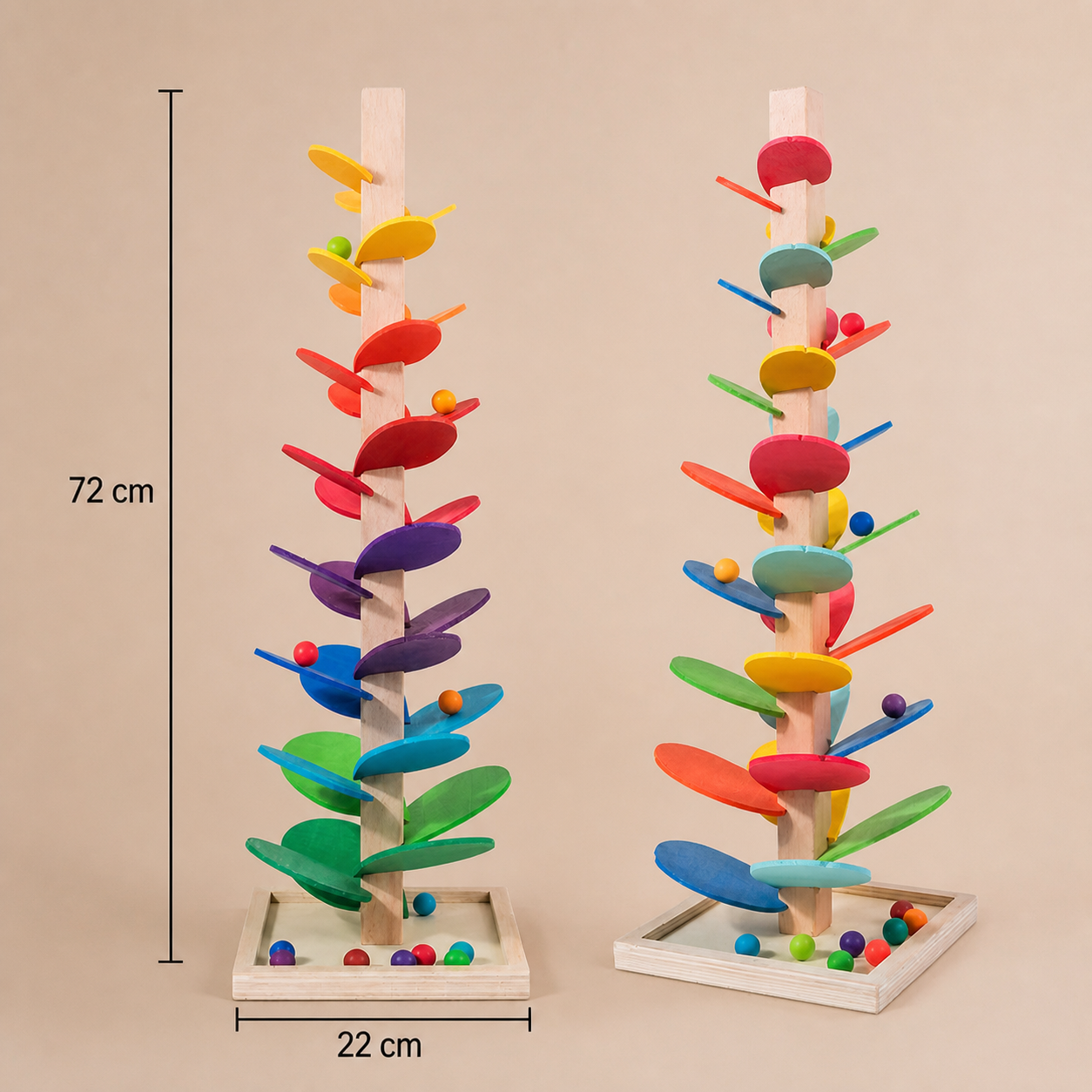 Montessori Wooden Marble Tower