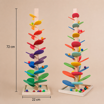 Montessori Wooden Marble Tower