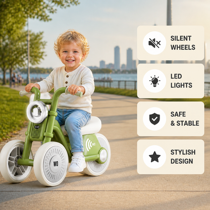 Stylish Kids Tricycle – Silent Wheels with LED Lights