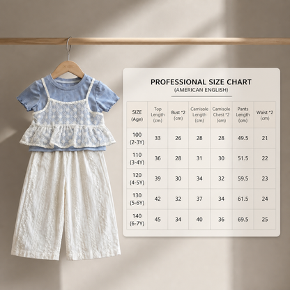 Baby Girl 3-Piece Summer Outfit – Lace Short Sleeve Top & Pants Set