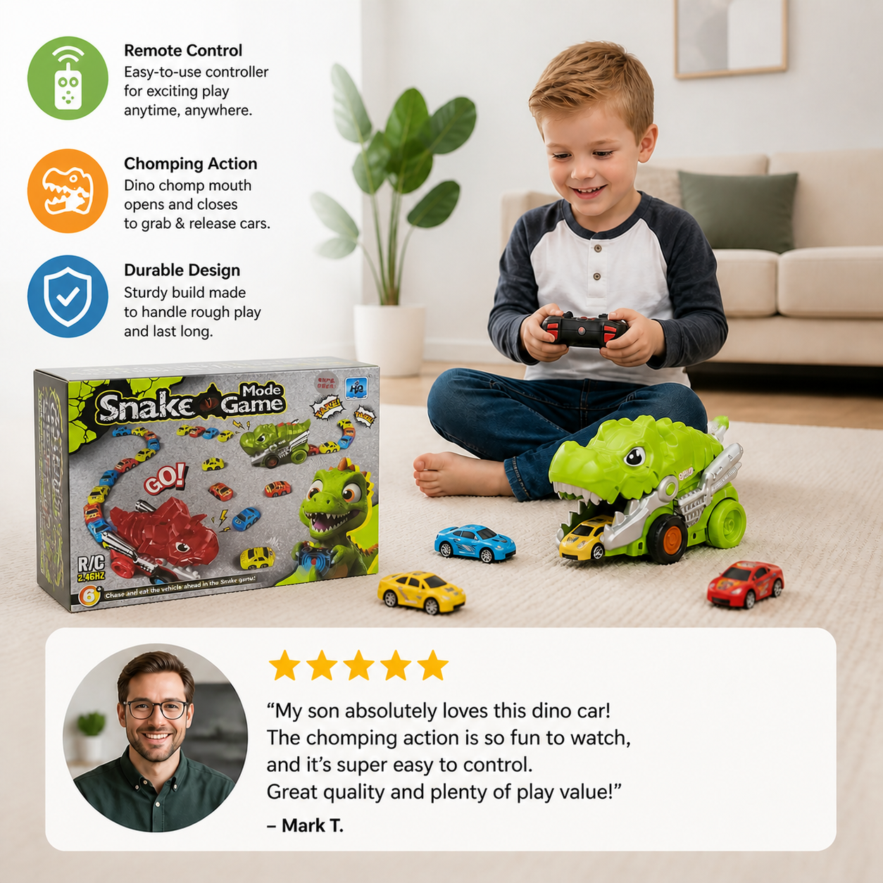 Remote Control Dino Car Chomper Truck