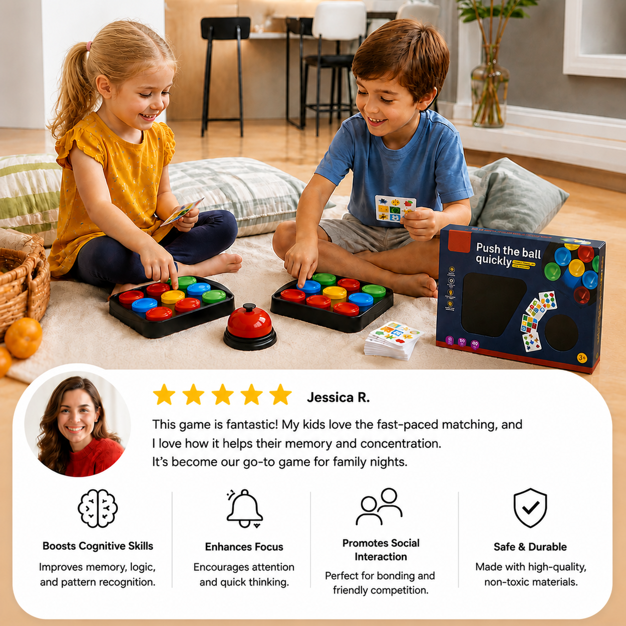Educational Color Pattern Match Family Bell Game