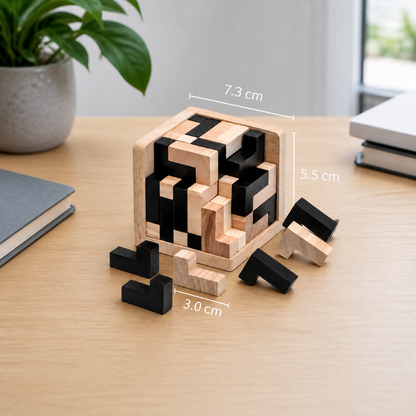 Handmade 3D Wooden Puzzle Cube – Logic & Learning Toy for Children