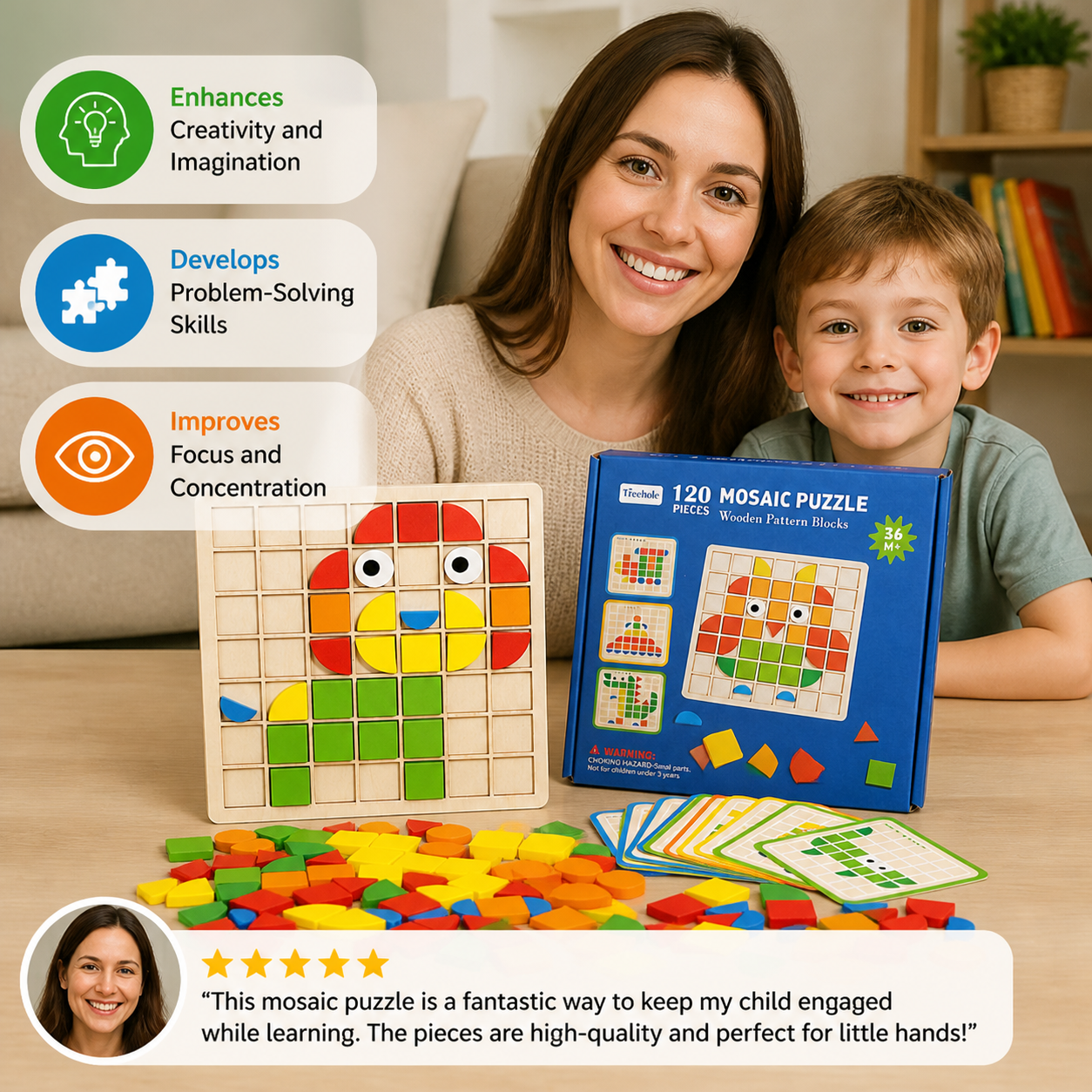 Montessori Mosaic Puzzle Colours and Shapes Game