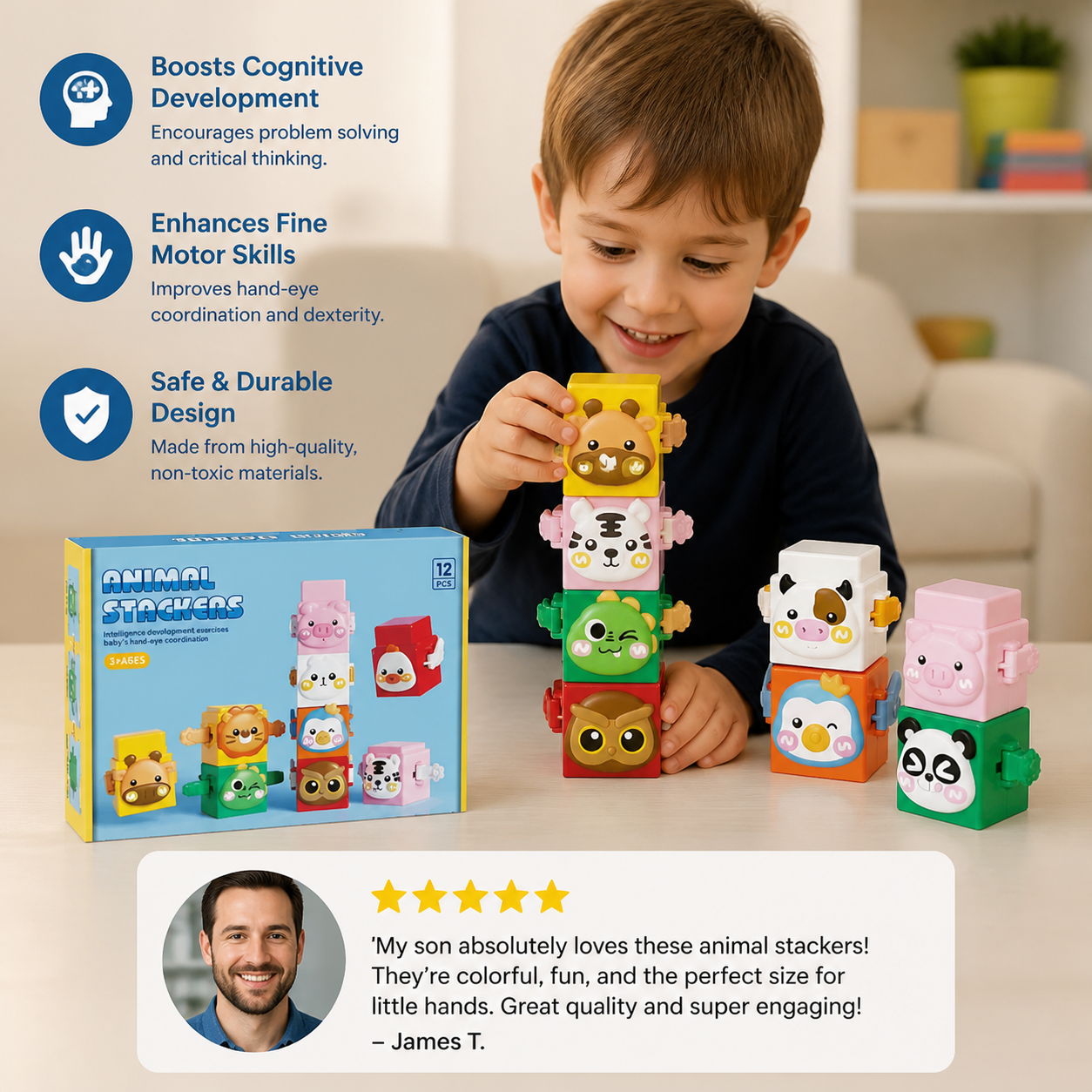 Educational Montessori Animal Stacking Set Building Toy
