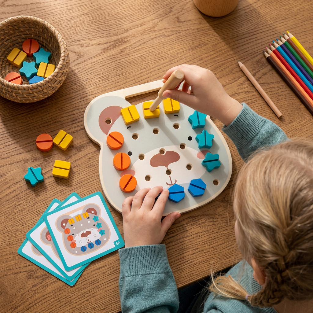 Montessori Color Screw Bear Board for Little Handymen