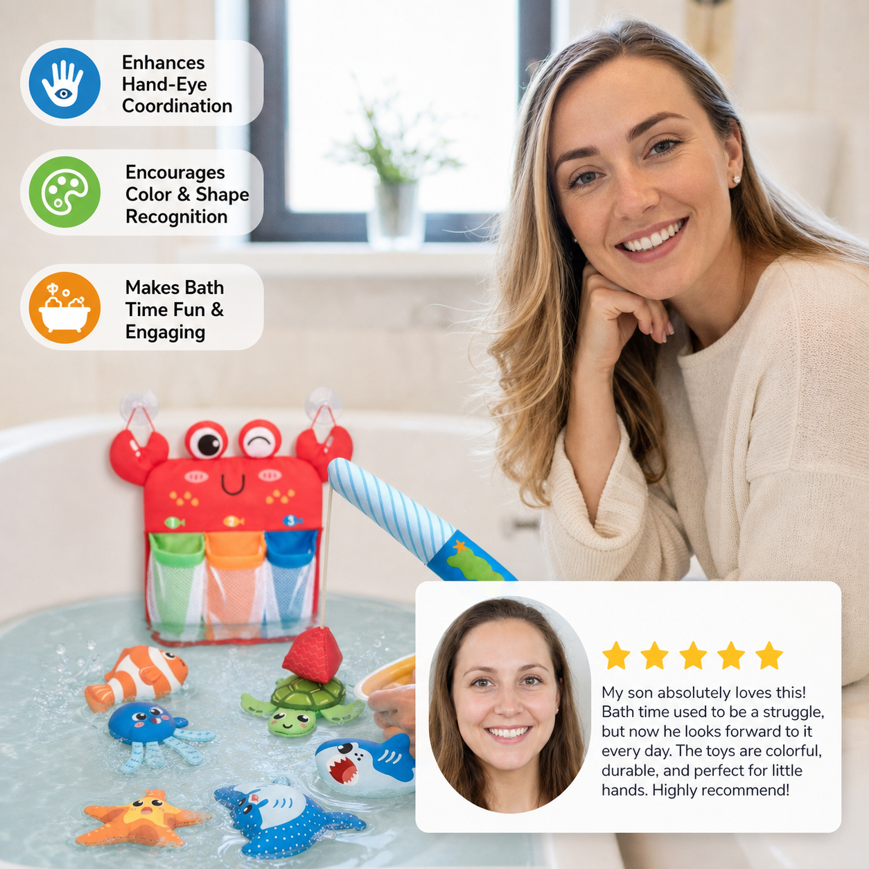 Montessori Magnet Fishing Bath Toy Set