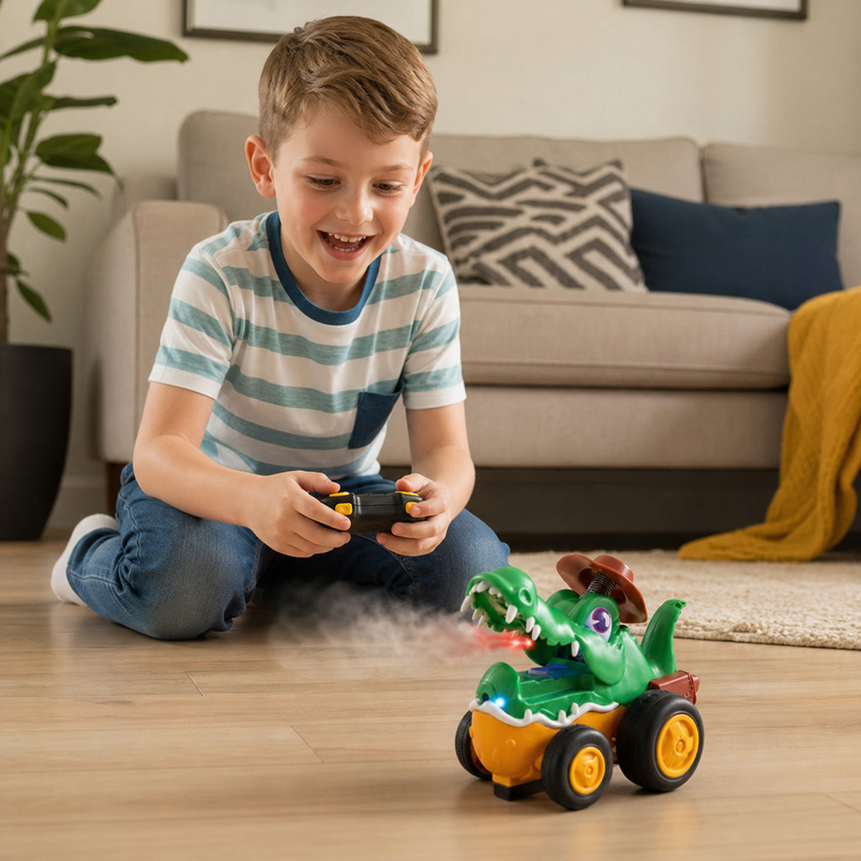 Remote Control Crocodile Stunt Car – Lights, Spray & Sound Effects