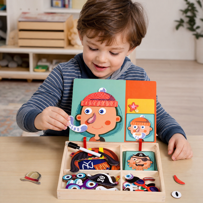 Magnetic Wooden Dress-Up & Matching Puzzle Board – Creative Learning Toy
