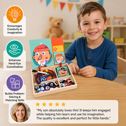Magnetic Wooden Dress-Up & Matching Puzzle Board – Creative Learning Toy
