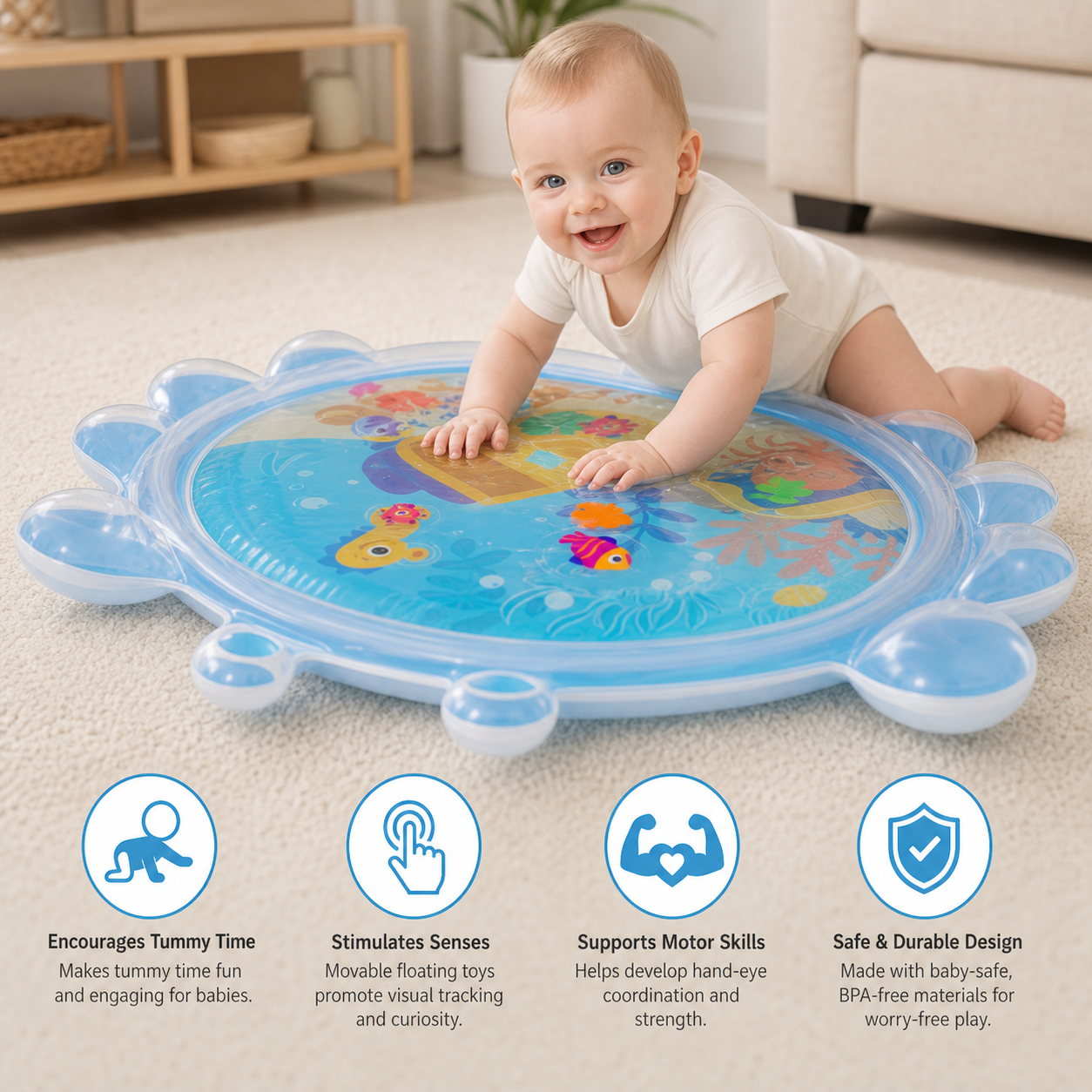 2in1 Interactive Tummy Time Toy & Play Mat