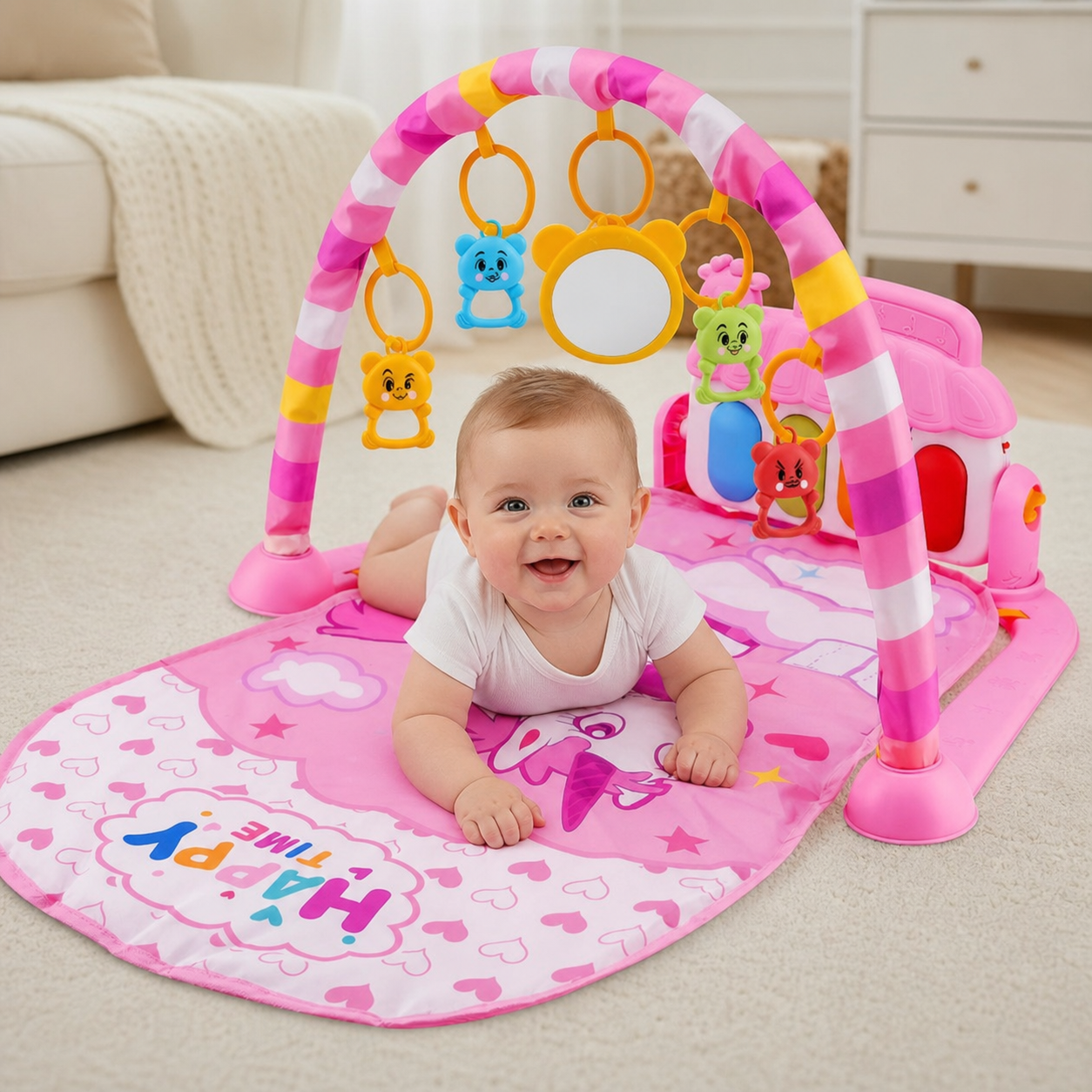 Baby Music Play Gym with Piano– Interactive Sensory Activity Mat (0–24 Months)