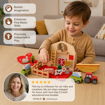 Montessori Wooden & Felt Farm Travel Toy – Perfect for On-the-Go Play
