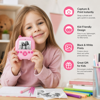 Kids Instant Print Camera – Mini HD Digital Camera with Built-in Printer