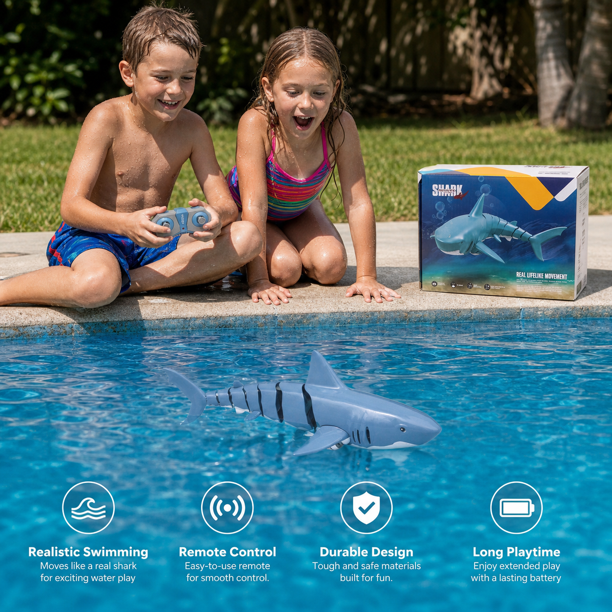 Remote-Controlled Shark Water Toy – RC Swimming Robot for Kids