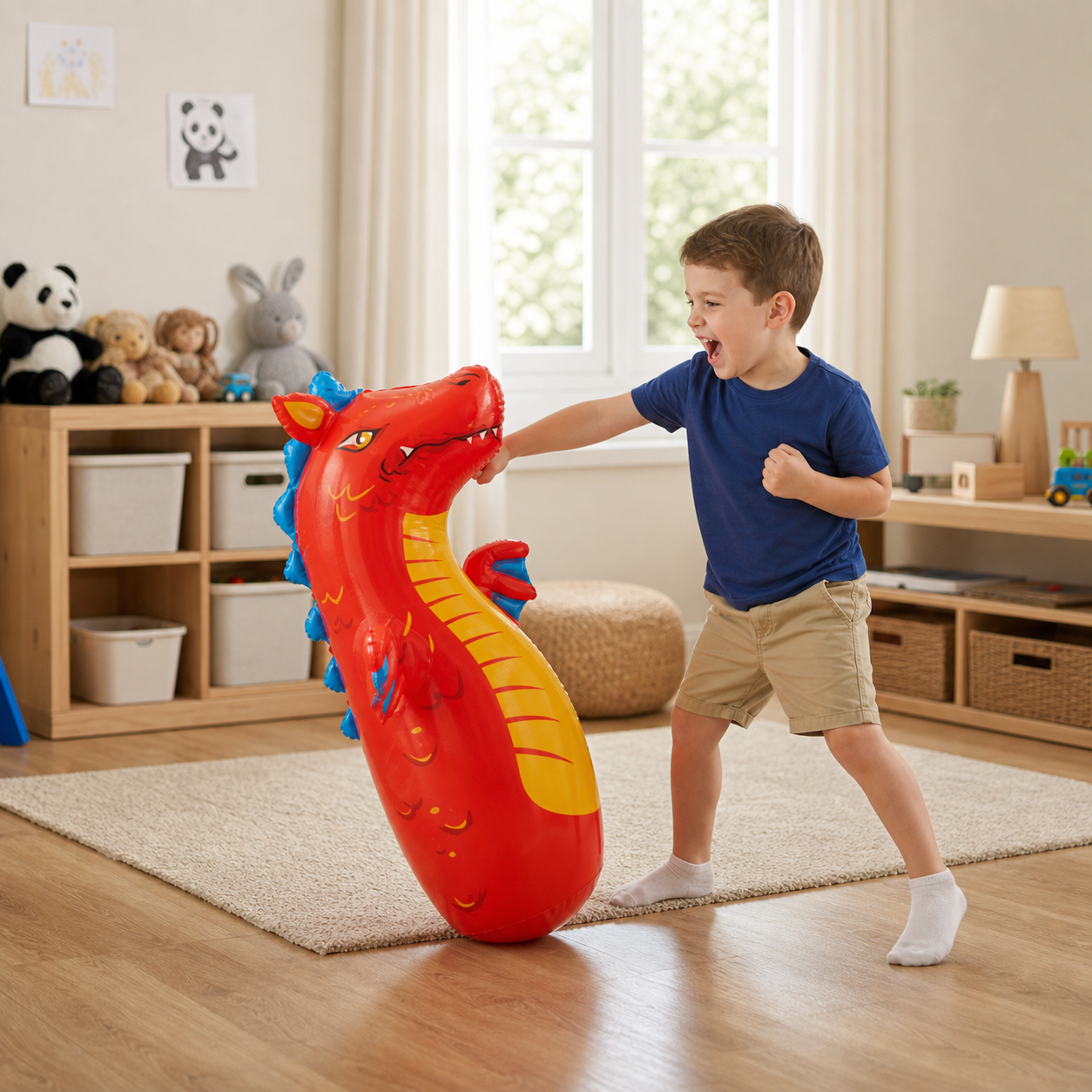 Kids Inflatable Punching Bag – Animal Design with Water-Filled Base
