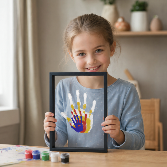 DIY Wooden Handprint Photo Frame Kit – Family Keepsake Set with Paints