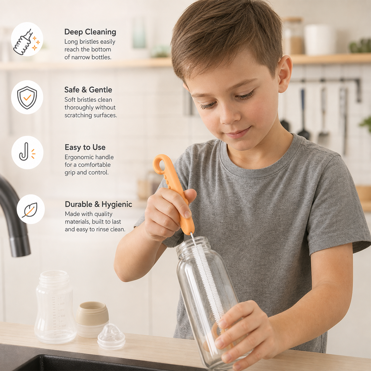 Flexible Straw Cleaning Brush – Long Tube Cleaner for Bottles, Pacifiers & Cups