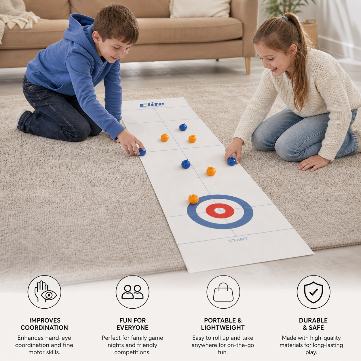 Portable Tabletop Curling Game – 2-Player Competition Set