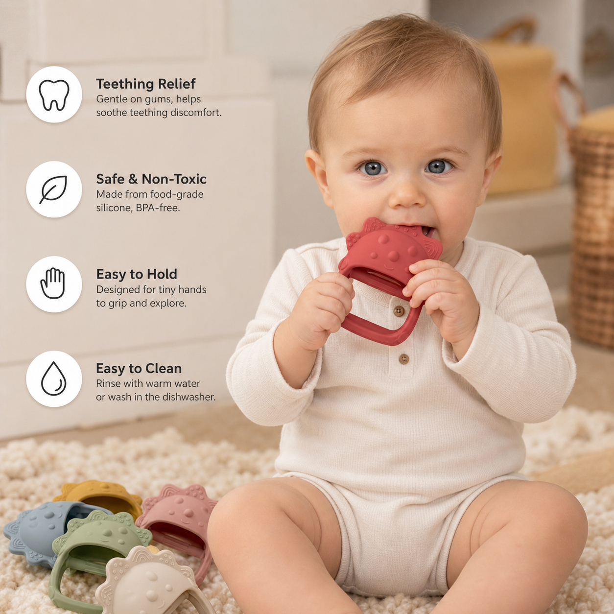 Baby Chick Silicone Teether – Gentle Food-Grade Soothing Toy