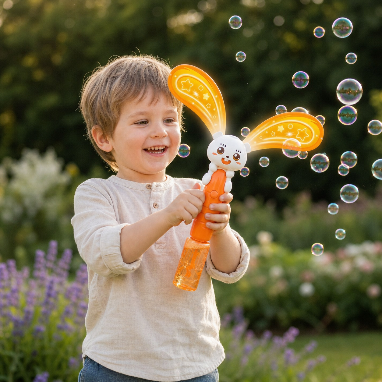 Light-Up Winged Bunny Bubble Maker – Kids Electric Bubble Wand