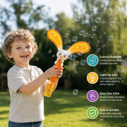 Light-Up Winged Bunny Bubble Maker – Kids Electric Bubble Wand