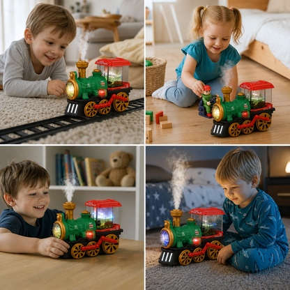 Cute Steam Train Toy with Lights, Music & Realistic Steam Effect
