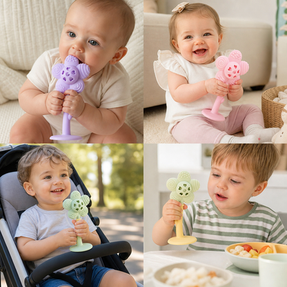 Flower Silicone Teether & Rattle – Gentle BPA-Free Teething Toy for Babies