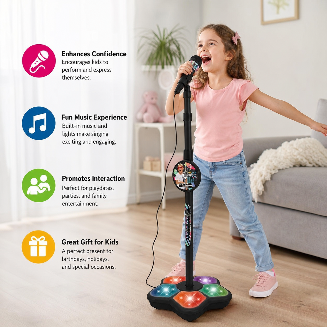 Kids Karaoke Machine with Microphone Stand – Singing Fun Set