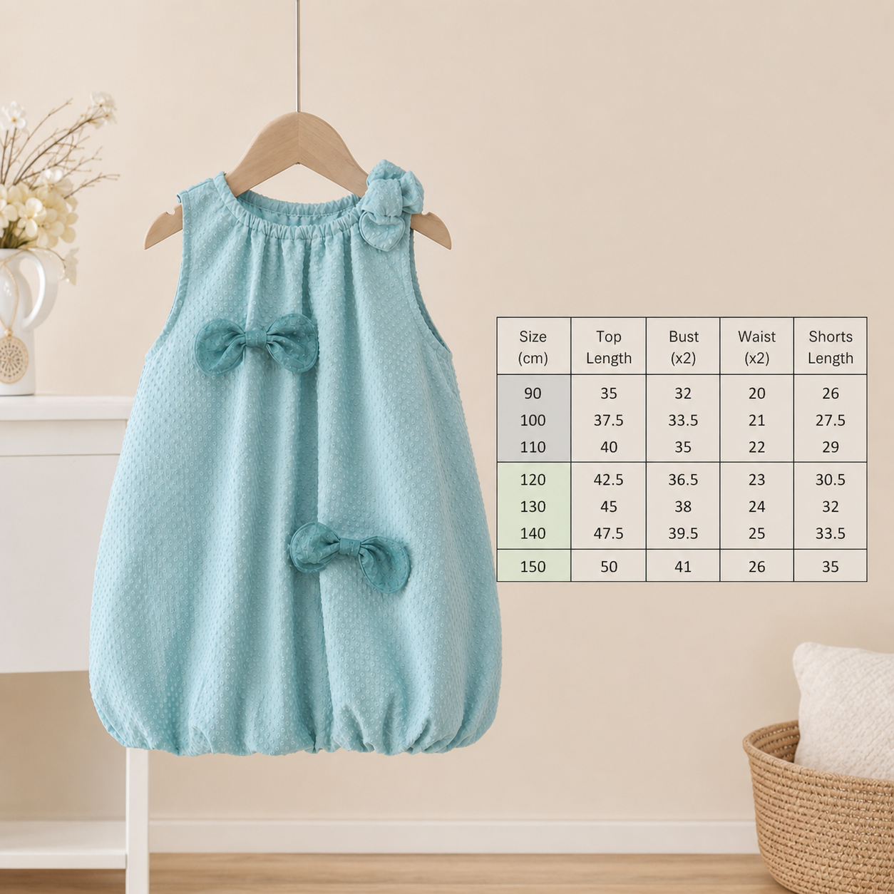 Trendy Girls’ 2-Piece Outfit – Green Set with Bow Details