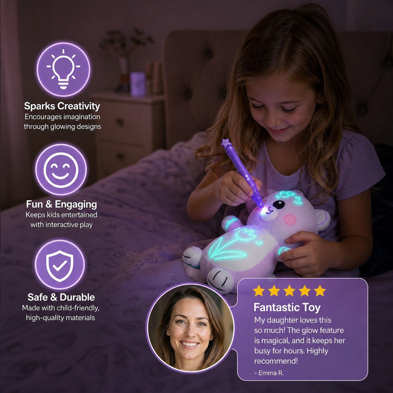 Magic Plush with Glow Drawing Pen – Interactive Light-Up Cuddly Toy for Kids