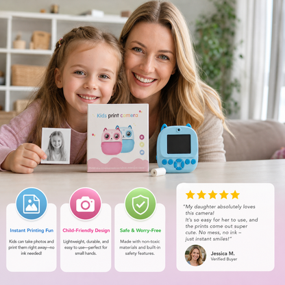 Kids Instant Print Camera – Mini HD Digital Camera with Built-in Printer