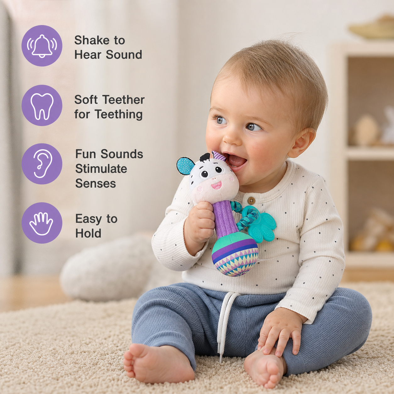 Soothing silicone plush toy for teething babies