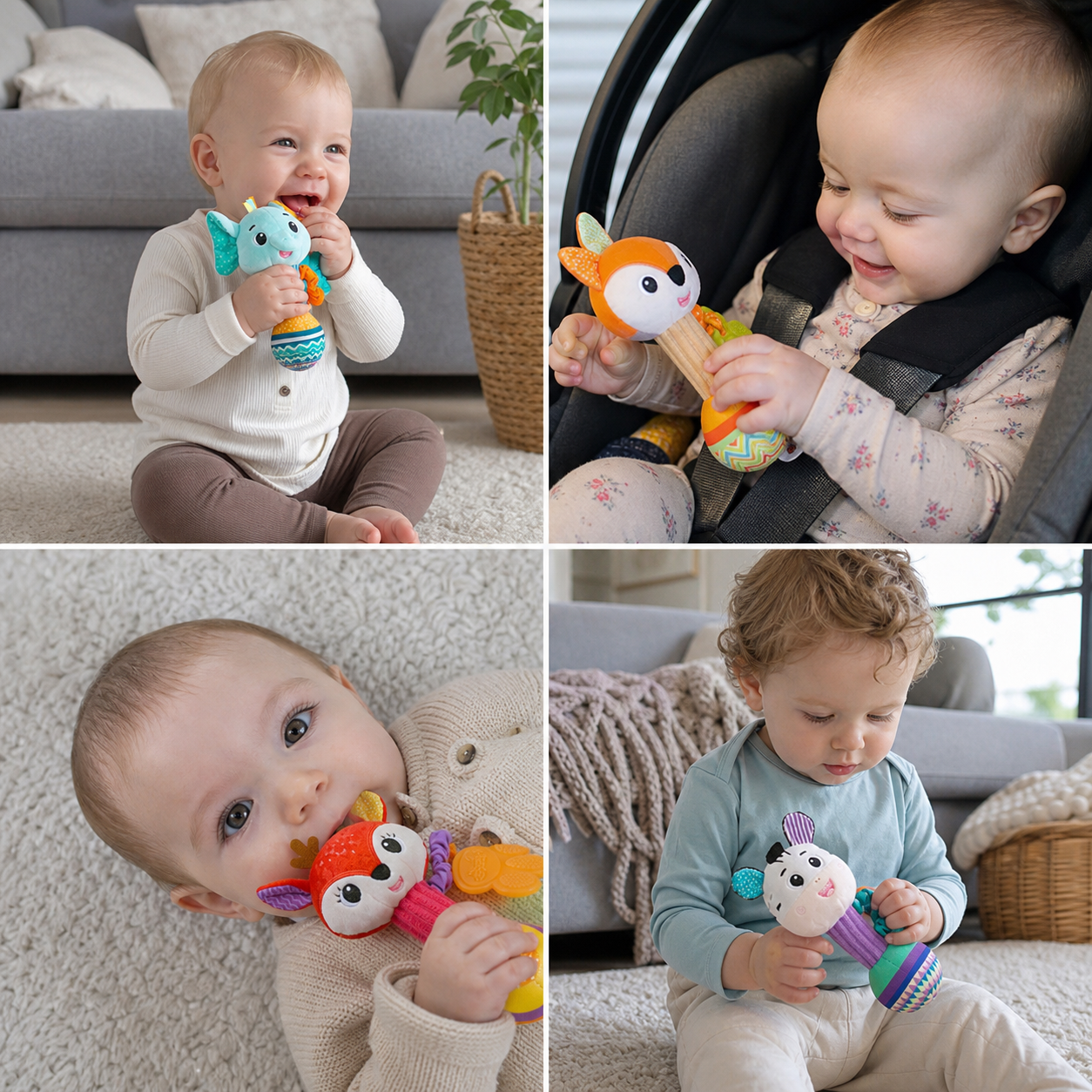 Soothing silicone plush toy for teething babies