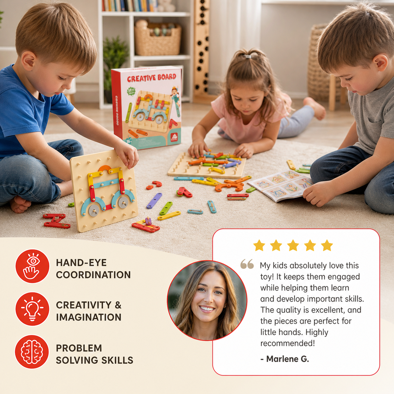 Creative Montessori wooden nail puzzle toy
