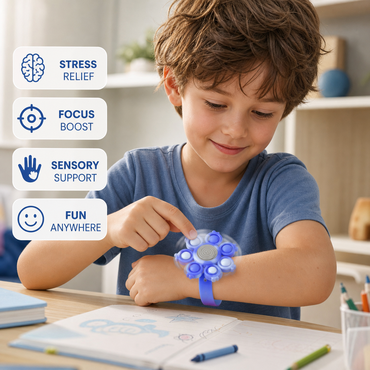Fidget Spinner Bracelet - Wearable Stress Reliever for Kids